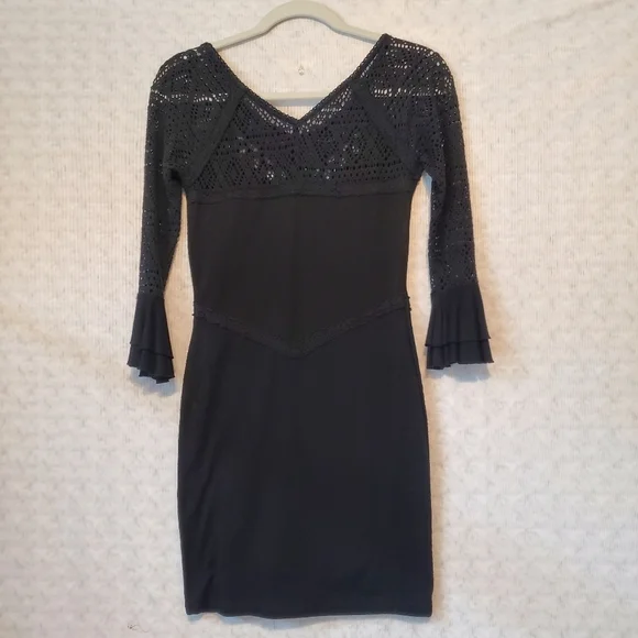 Free People Crochet Black Mini Dress XS - Picture 8 of 10